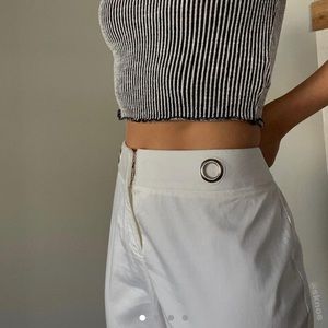 White dress pants with beltloop accent